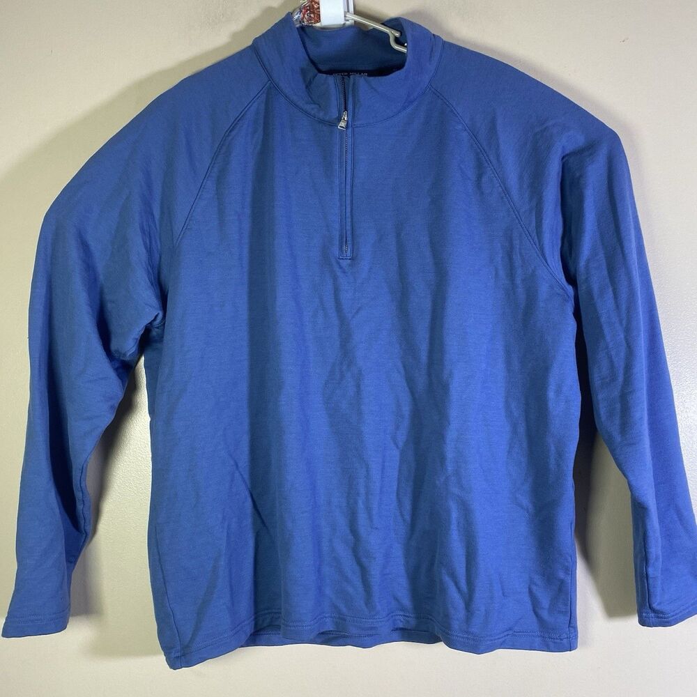 Peter Millar Crown Crafted 1/4 Zip Mens XL Wool  Blue Performance Stretch Golf